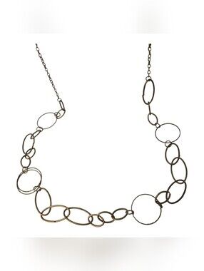 Long Vintage Gold Brass Tone Circle Link 47” Chain Necklace